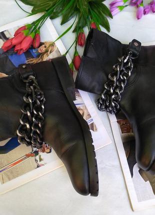 Кржаные черные грубые  ботинки с цепью деми италия р 373 фото