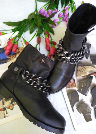 Кржаные чорні грубі черевики з ланцюгом демі італія р 371 фото