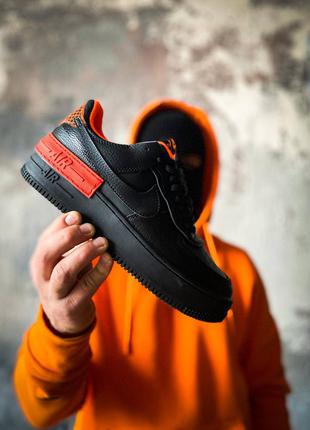 Кроссовки мужские найк nike air force 1 shadow black orange