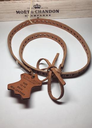 Новий шкіряний коричневий пояс ремінь на шнурку racing green