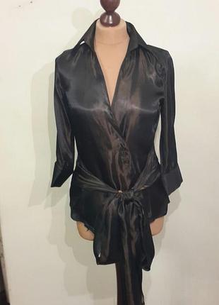 Очень красивая рубашка-блуза zara шоколадная с золотистым отливом