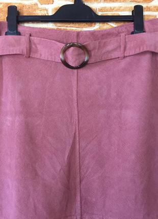Нова юбочка мікро вільвет пояс-бряжка, колір пильної рози ❤️розмір м6 фото