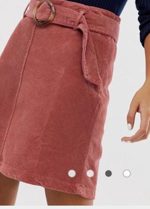 Нова юбочка мікро вільвет пояс-бряжка, колір пильної рози ❤️розмір м8 фото