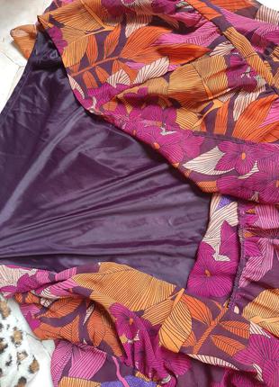 Шикарное шифоновое ярусное платье миди в тропический принт h&m6 фото