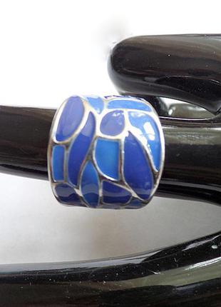 Кольцо голубая эмаль брендовая бижутерия по цене опта в розницу1 фото