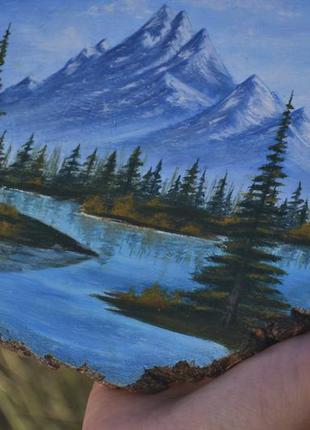 Картина пейзаж на срезе дерева ⛰