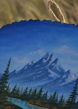 Картина пейзаж на срезе дерева ⛰