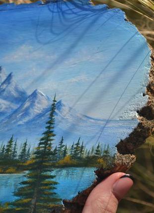 Картина пейзаж на срезе дерева ⛰