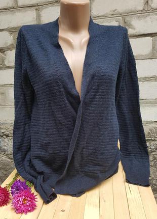 Красивый легкий кардиган черно-синий, без пуговиц