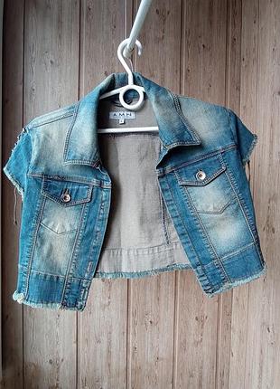 Жилетка укороченная джинс турция