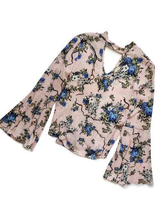 Італійська блуза бренд pnr woman з рюшами і чокером в квітковий принт вінтаж1 фото