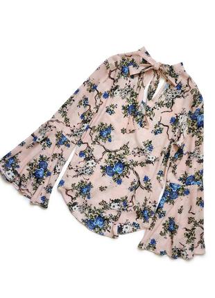 Італійська блуза бренд pnr woman з рюшами і чокером в квітковий принт вінтаж2 фото