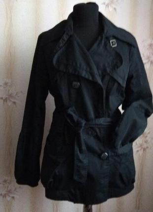 Куртка жіноча, тренч двобортний, короткий плащ жіночий vero modа, чорний р. м, італія5 фото