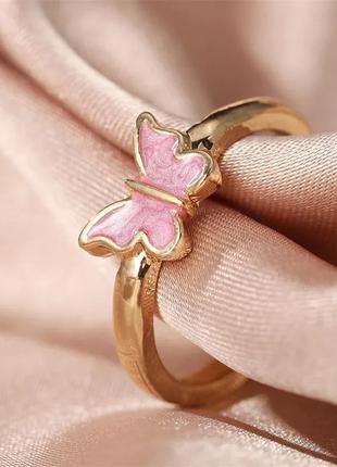 Кольцо бабочка розовая колечко с розовой бабочкой1 фото