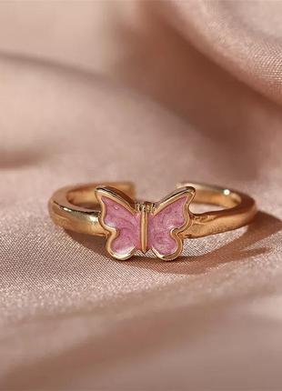 Кільце метелик колечко з рожевою метеликом3 фото