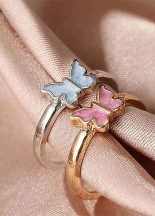 Кольцо бабочка розовая колечко с розовой бабочкой5 фото