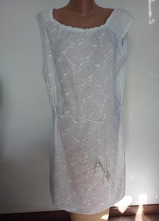 Белоснежная пляжная туника,платье с вышивкой и паетками