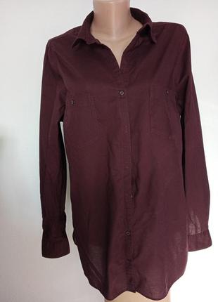 Брендовая рубашка из индийского хлопка,темно-бордового цвета