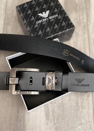 Ремінь чоловічий шкіряний чорний в стилі armani / ремінь чоловічий пояс