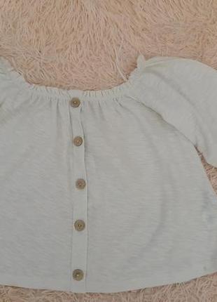 Летняя хлопковая блуза с открытыми плечами1 фото