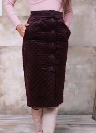 Велюровая стеганая юбка