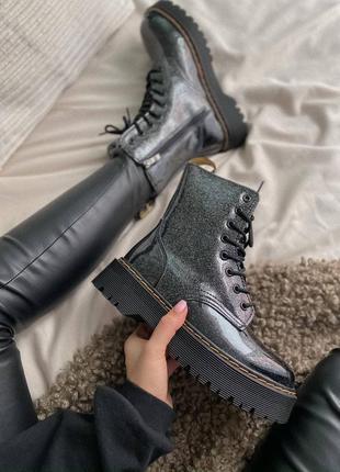 Dr. martens jadon galaxy женские кожаные ботинки мартинс в черном цвете5 фото