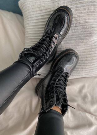 Dr. martens jadon galaxy женские кожаные ботинки мартинс в черном цвете6 фото