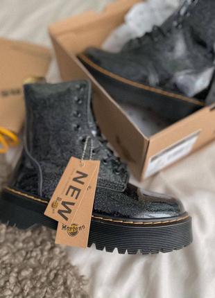 Dr. martens jadon galaxy жіночі шкіряні черевики мартінс в чорному кольорі8 фото