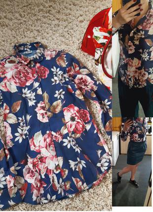 Стильная хлопковая блуза/рубашка в цветочный принт, end camicie,италия,  р  38-401 фото