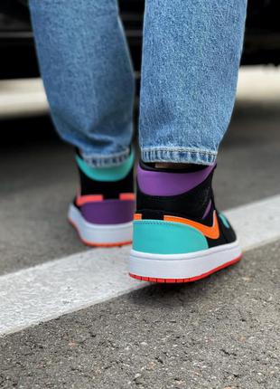 Nike air jordan 1 multicolor шикарные женские кроссовки найк джордан разноцветные6 фото