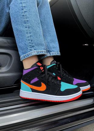 Nike air jordan 1 multicolor шикарные женские кроссовки найк джордан разноцветные7 фото
