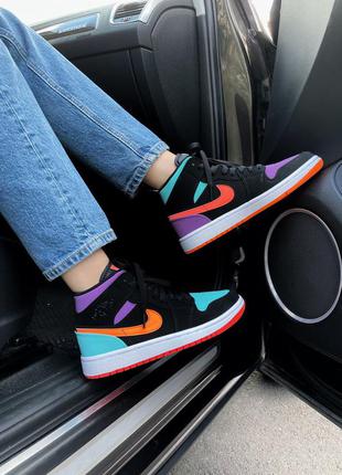 Nike air jordan 1 multicolor шикарные женские кроссовки найк джордан разноцветные9 фото