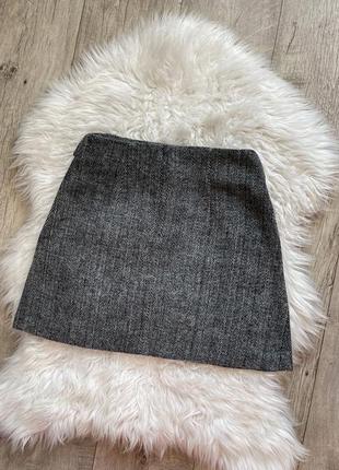 Стильная серая мини юбка с шерстью 1+1=36 фото