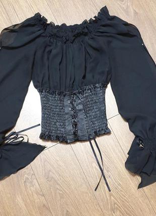 Шикарна шифонова блуза з корсетом3 фото