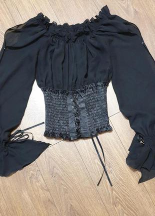 Шикарна шифонова блуза з корсетом4 фото