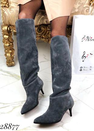 28877🍁сапоги-трубы на шпильке из коллекции nina❤mi натуральной замши👑