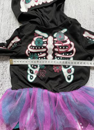 Крутий карнавальний костюм, комбінезон скелет спідниця фатин з капюшоном george 1-1,5 року4 фото