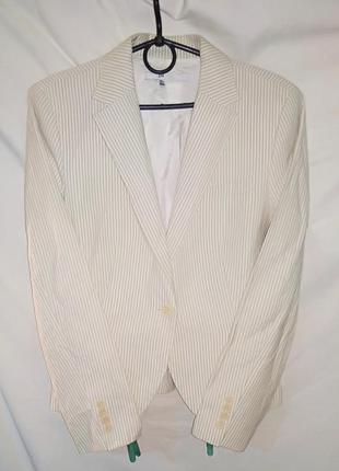 Белый пиджак в полоску" zara"/белый пиджак испания4 фото