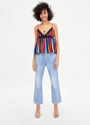 Zara trf-яркий полосатый топ с кружевом! p.-m
