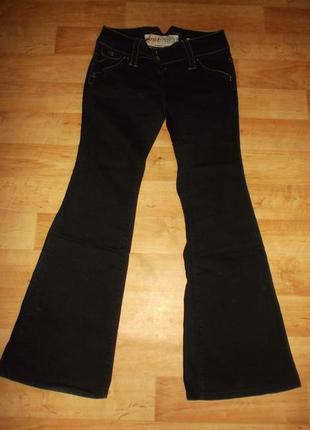 Фирменные джинсы клеш стретч черные по спине пояс завышен распродажа р. 10-36-s- м - skinny flare1 фото