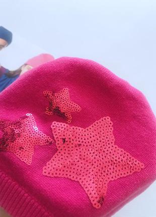Шапка - яскрава фуксія lc waikiki - зірки з паєтками, бавовна 10-12років5 фото