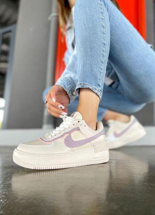 Женские кроссовки nike air force 1 shadow white/purple