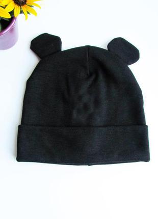 Чорна шапочка міккі на осінь для дівчинки або хлопчика
