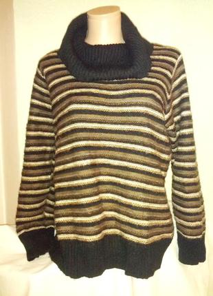 Дуже класний колекційний светр з широким і високим горлом,до 56разм,gina laura.
