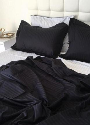 Постільна білизна із страйпу / комплект постельного белья из страйп сатина, черный, 100% хлопок2 фото