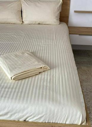 Постільна білизна із страйпу / комплект постільної білизни з страйп сатину, шампань, 100% бавовна