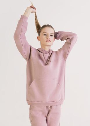 Худи женский розового цвета из мягкой трехнитки, худи толстовка женская батник розовый