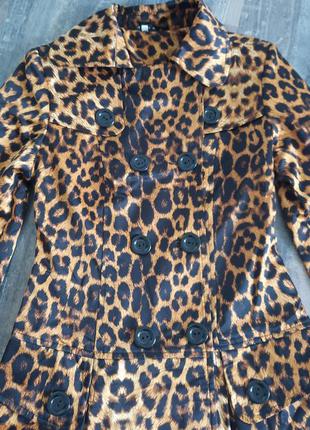 Плащ, тренч леопард размер s 4