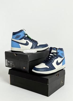 Жіночі кросівки nike air jordan 1 retro white/blue