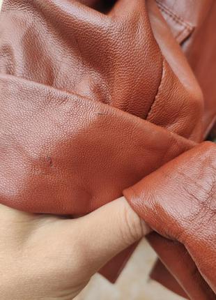 Піджак, жакет з натуральної шкіри, колір цегляний, теракотовий5 фото